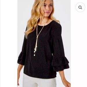 NWT Lilly Pulitzer Christie Top Onyx Petite Leopard Jacquard